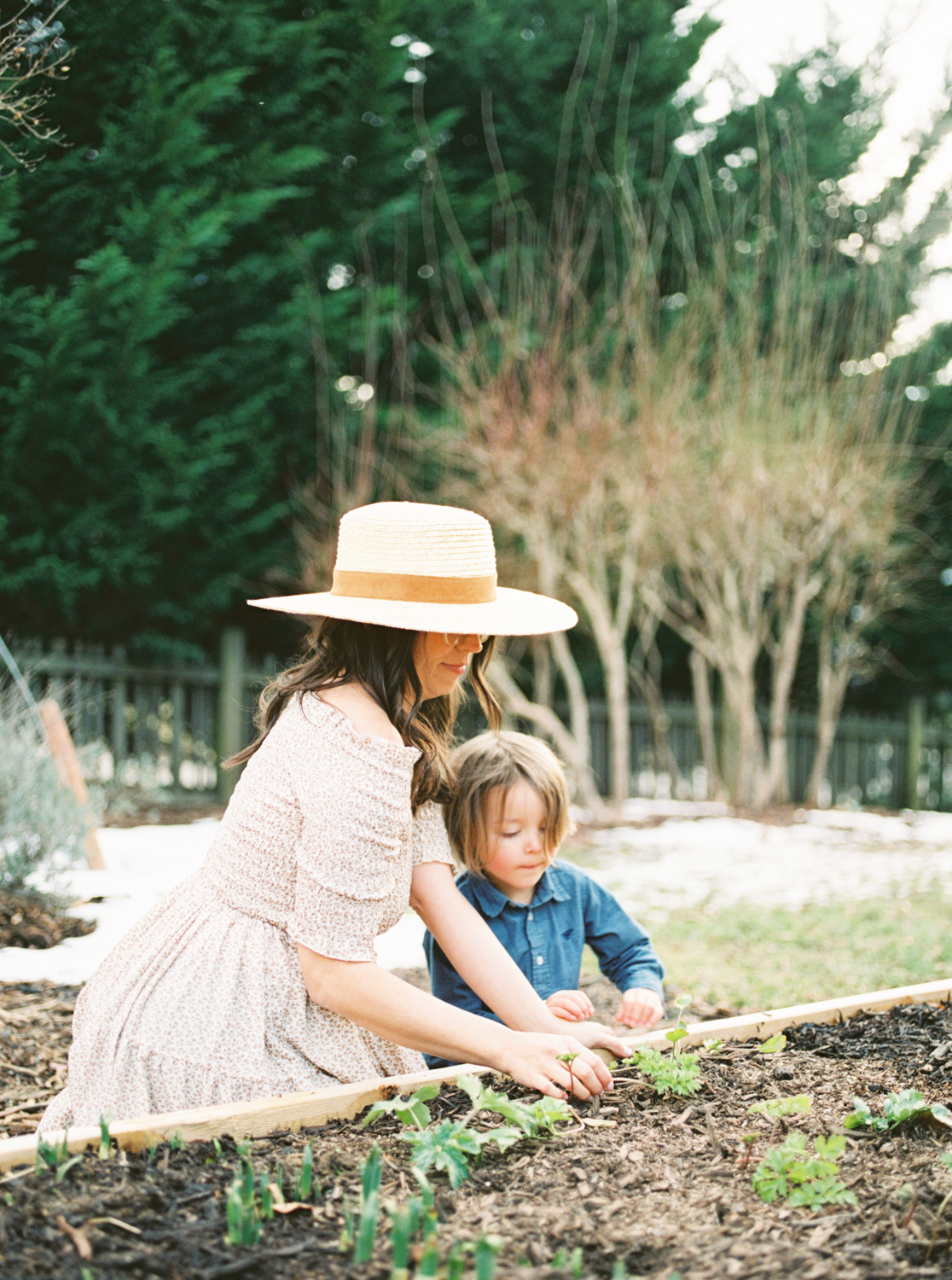 asheville-florist-gardening-in-her-yard-with-her-son